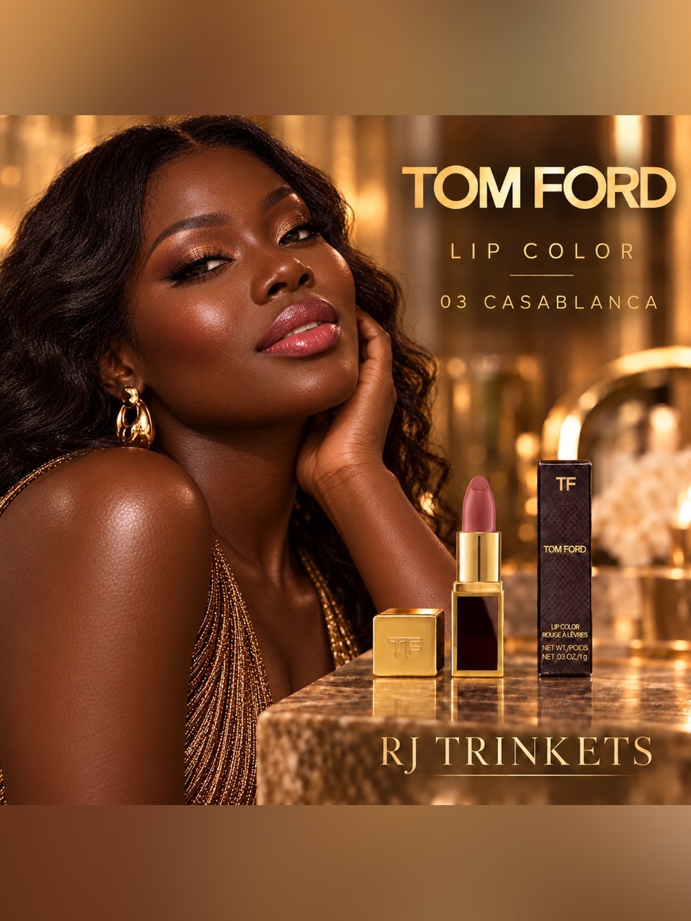 Tom Ford Lip Color 03 Casablanca - Warm Rose Mauve- mini lipstick